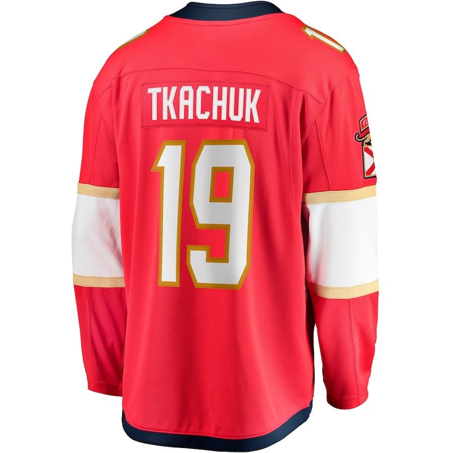 Matthew Tkachuk 19 Florida Panthers 2023 Stanley Cup Final Home Primegreen Red NHL Jersey Men's