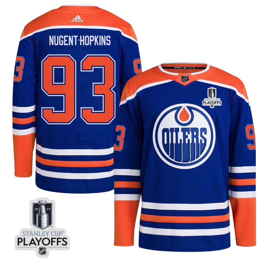 Ryan Nugent-Hopkins 93 Edmonton Oilers 2024 Playoffs Patch Home Men NHL Jersey Men's