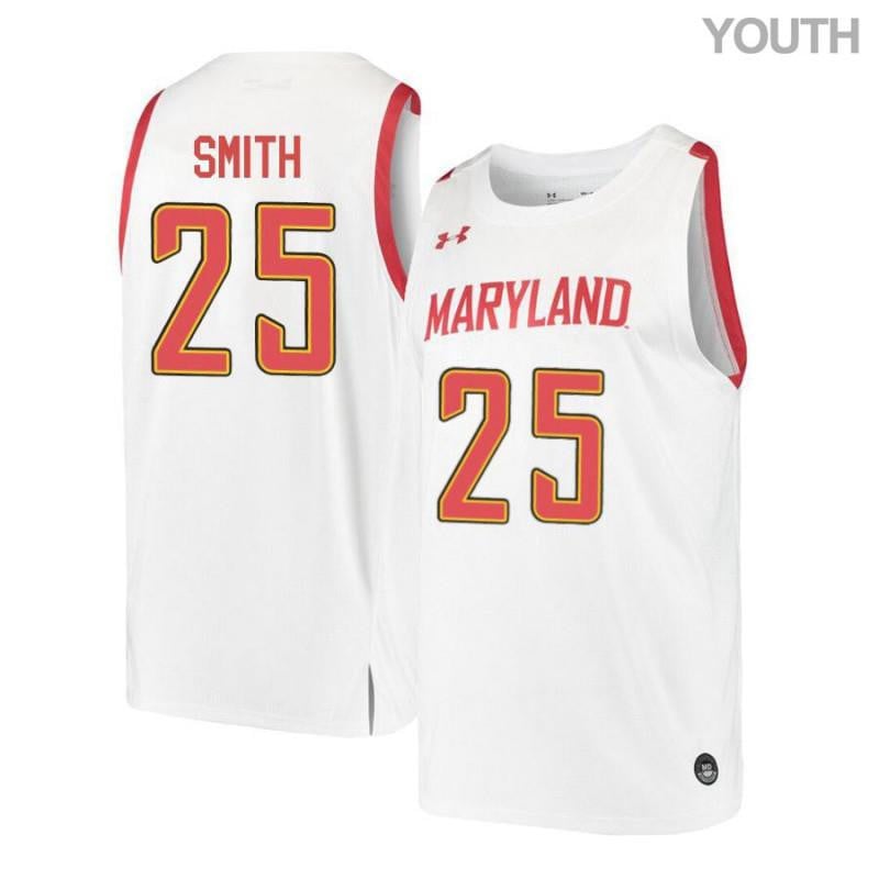 Under Armour 25 Jalen Smit White Retro Maryland Terrapins NCAA Jersey Youth