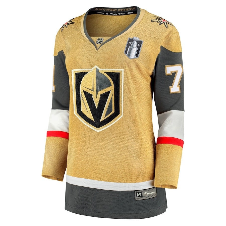 William Karlsson 71 Vegas Golden Knights 2023 Stanley Cup Final Home Breakaway Player Gold NHL Jersey Women's
