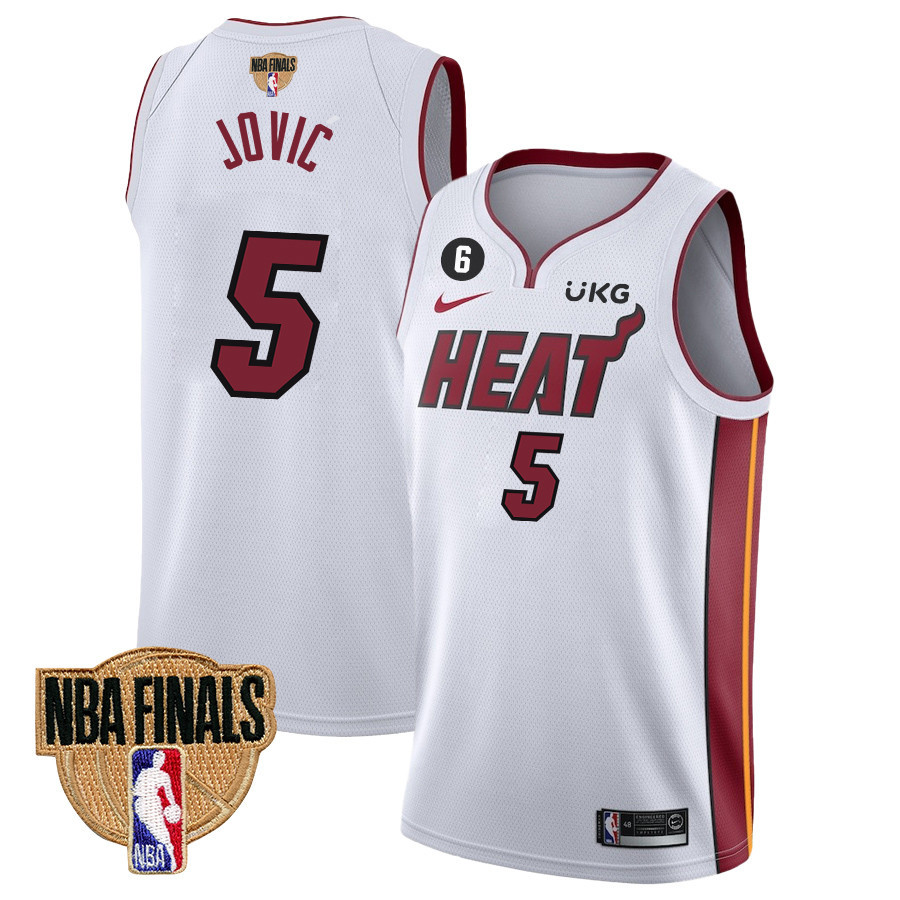 Nikola Jovic 5 Miami Heat Final Champions 2023 Swingman White NBA Jersey Men's