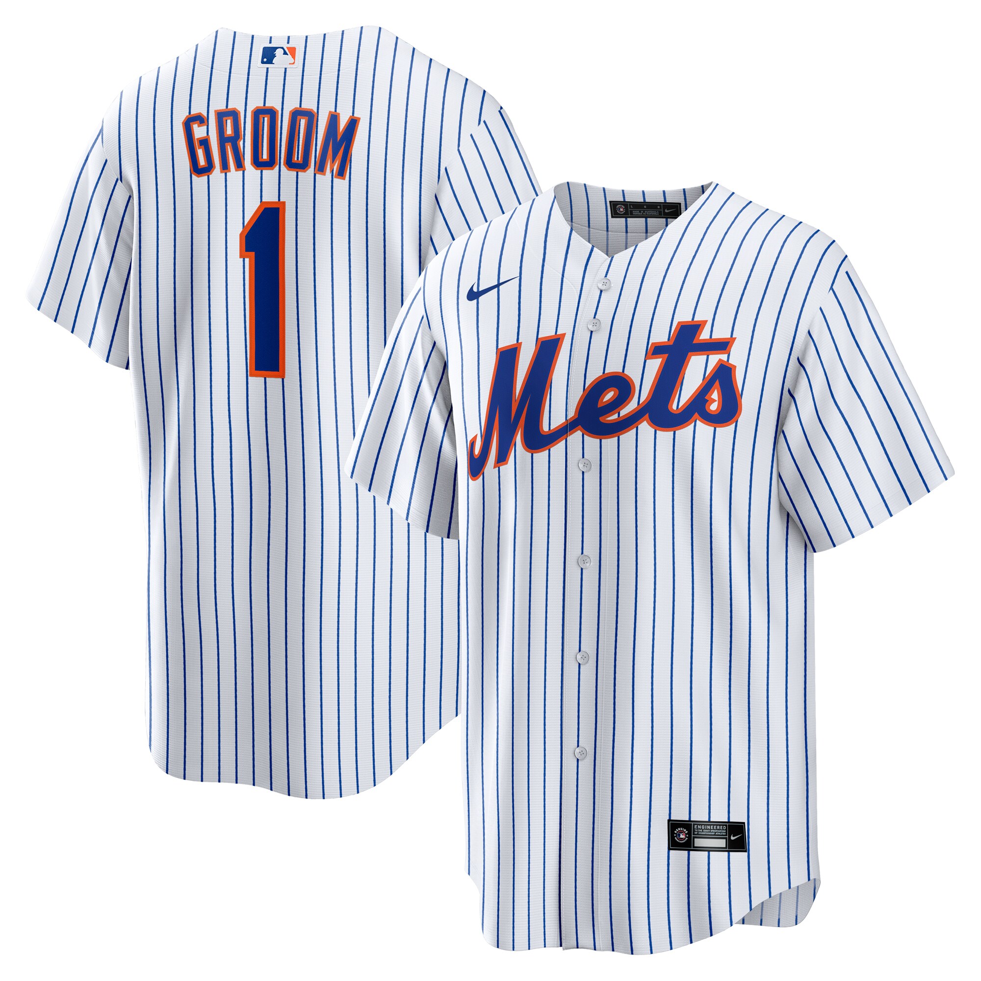 New York Mets White #1 Groom Home MLB Jersey Men's