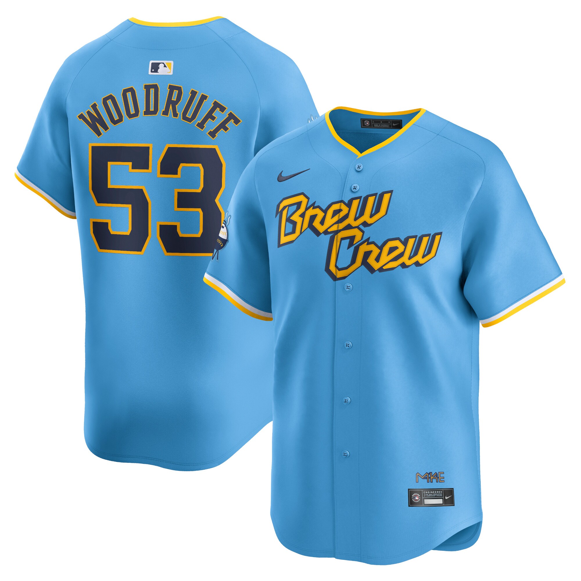 Milwaukee Brewers Brandon Woodruff Powder Blue City Connect Limited Player MLB Jersey Men's