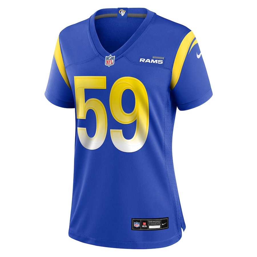 Geron Christian 59 Los Angeles Rams Team Game Royal NFL Jersey Women's