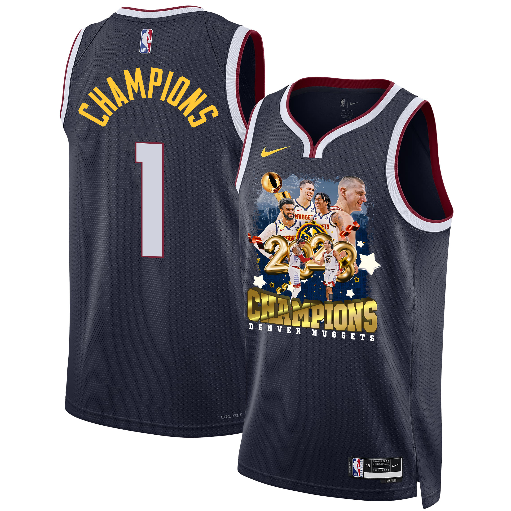Denver Nuggets Celebrating 2023 Championship Victory Swingman Black NBA Jersey Men's