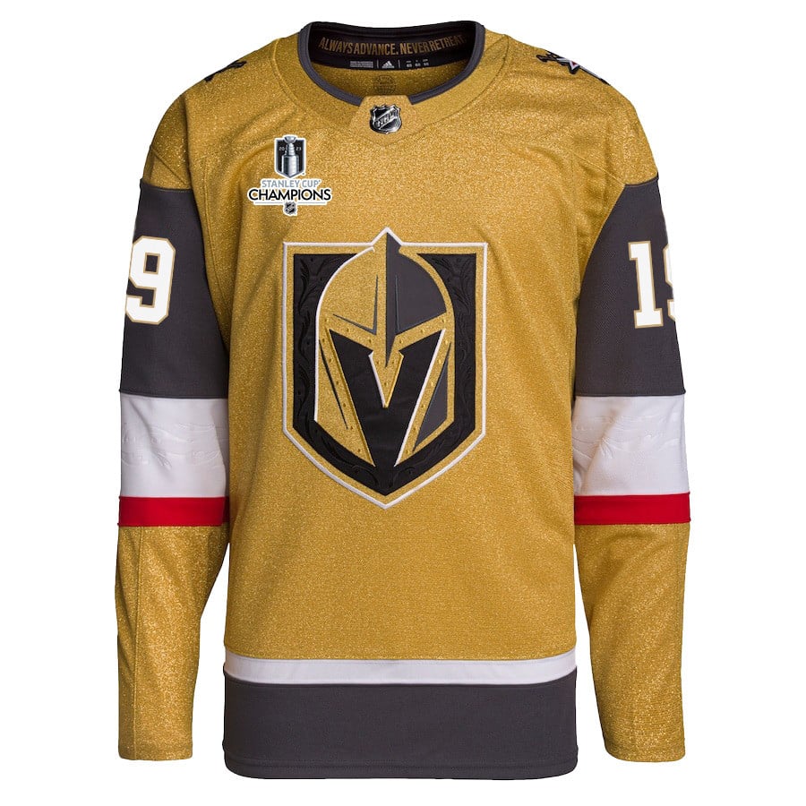 Reilly Smith 19 Vegas Golden Knights Stanley Cup 2023 Champions Patch Home Breakaway Gold NHL Jersey Men's