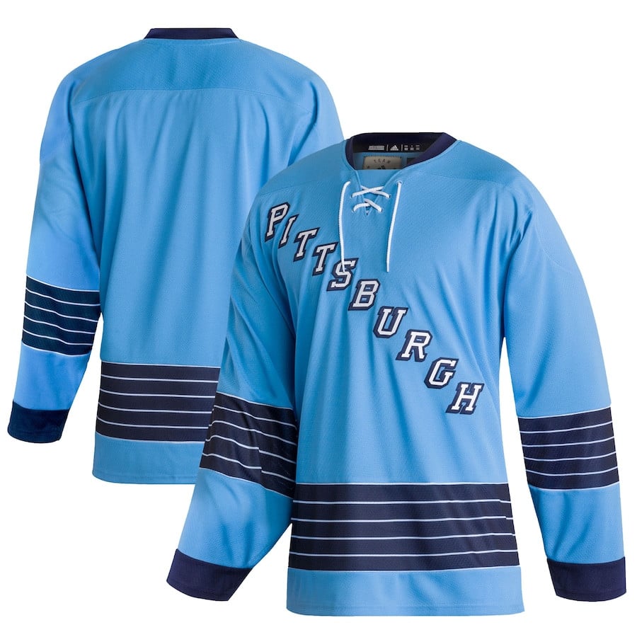 Pittsburgh Penguins Team Classics Blank Light Blue NHL Jersey Men's