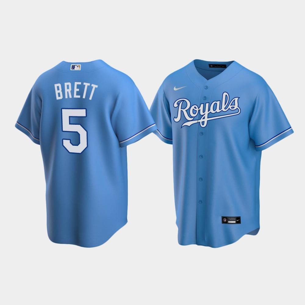 Kansas City Royals 5 George Brett Light Blue Alternate MLB Jersey Men's