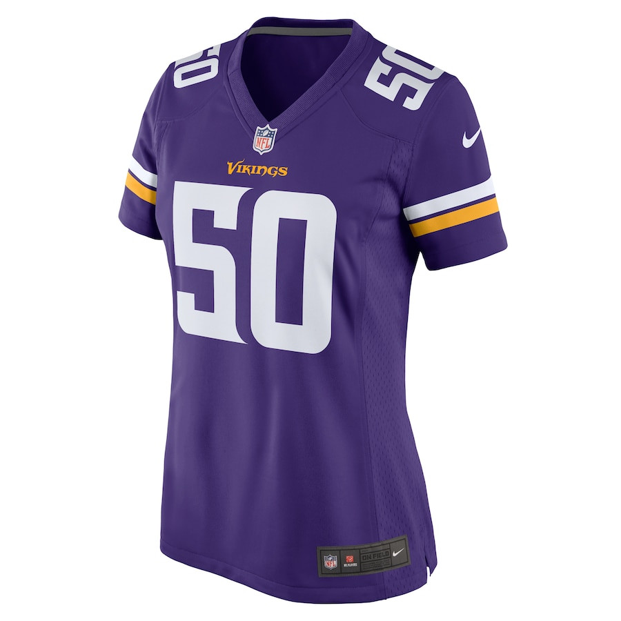 Levi Drake Rodriguez 50 Minnesota Vikings Game Purple NFL Jersey Women's