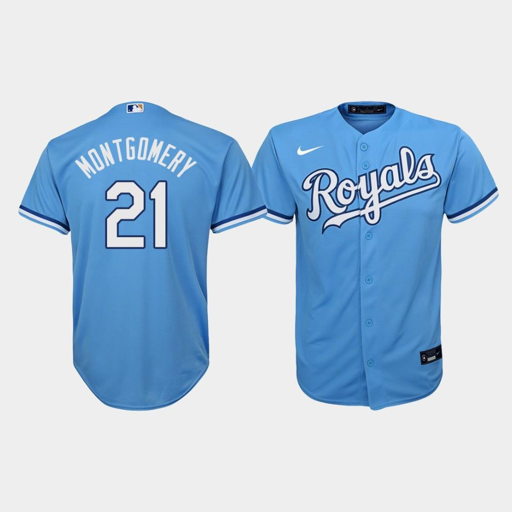 Kansas City Royals Mike Montgomery 21 Light Blue Alternate MLB Jersey Youth