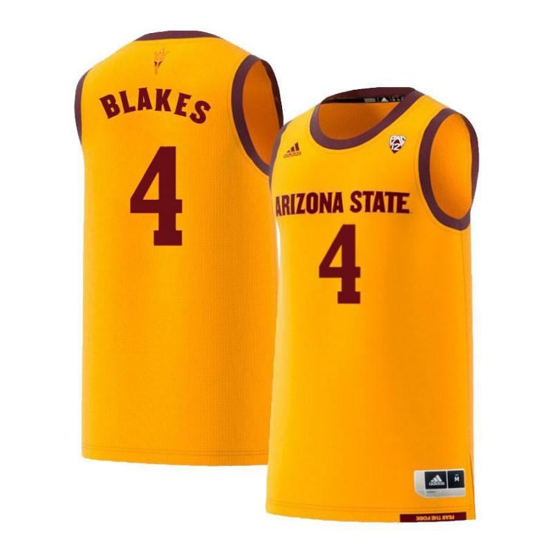 4 Gerry Blakes Yellow Retro Arizona State Sun Devils NCAA Jersey Men's