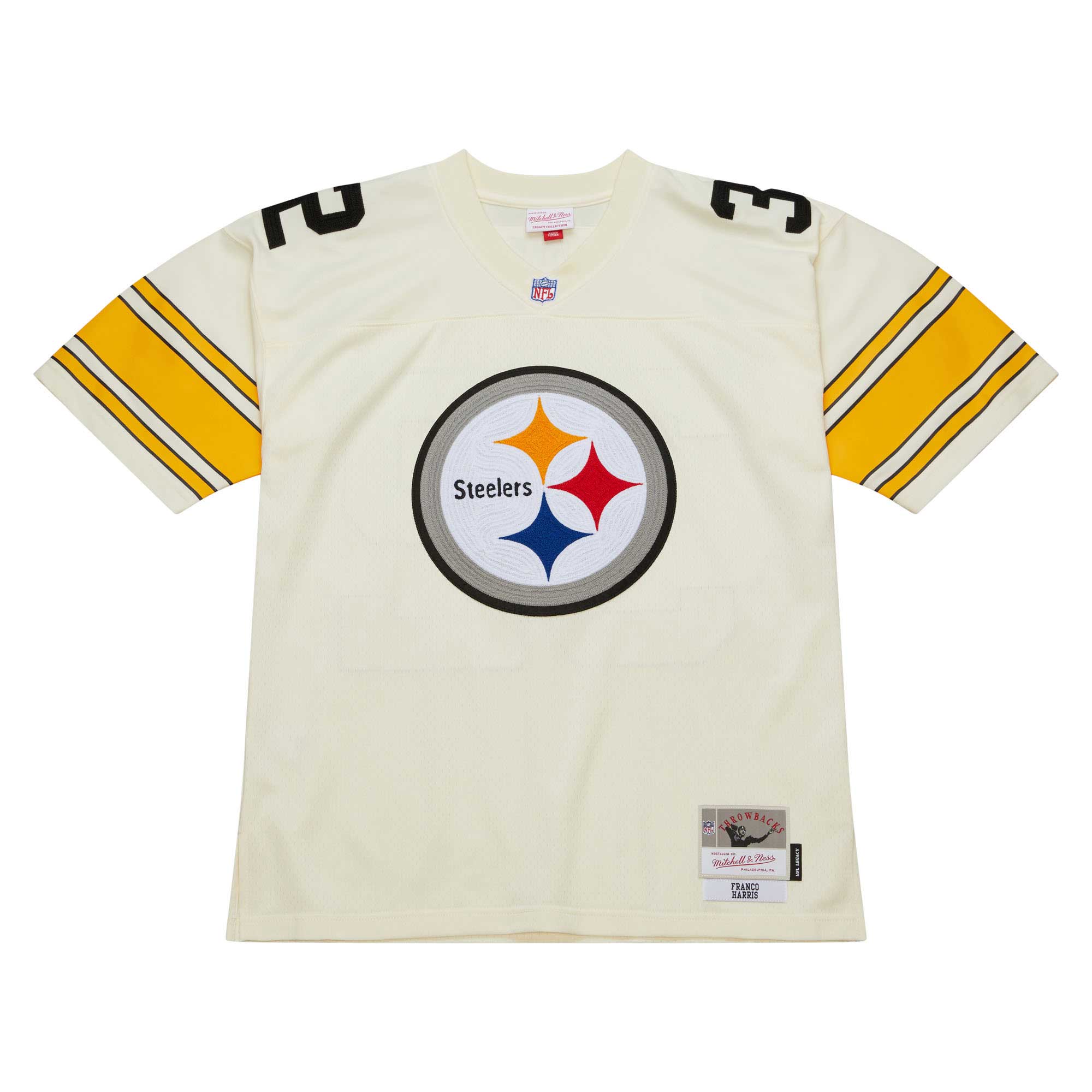 Pittsburgh Steelers Franco Harris Mitchell Ness Cream Chainstitch Legacy NFL Jersey Men's