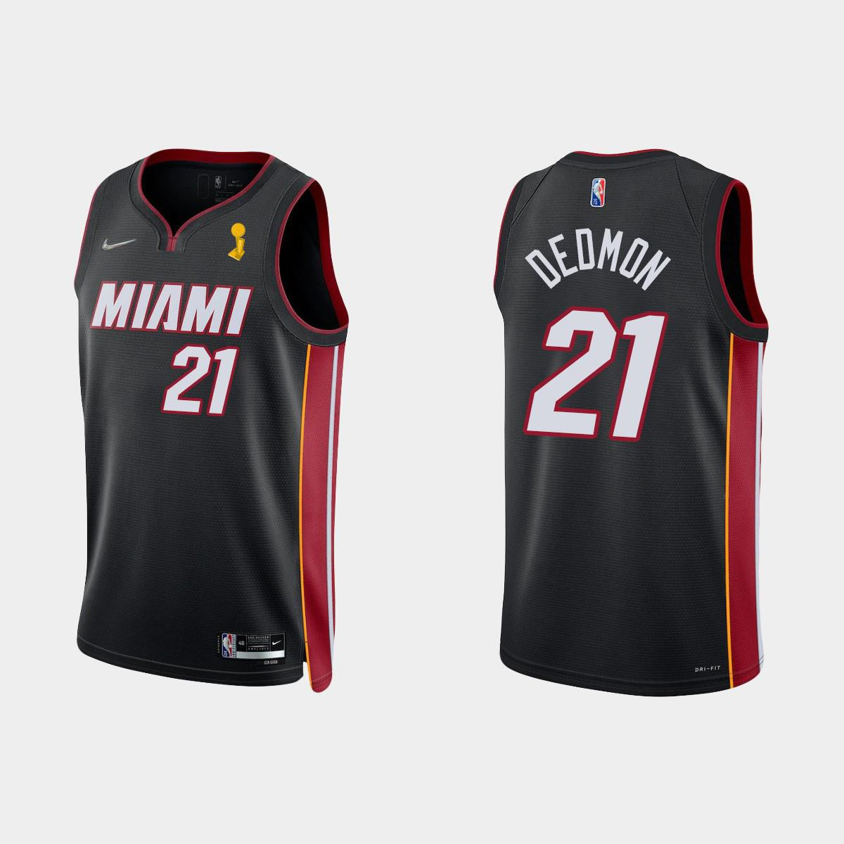 Miami Heat Dewayne Dedmon 21 Champions Cup Black Icon NBA Jersey Men's