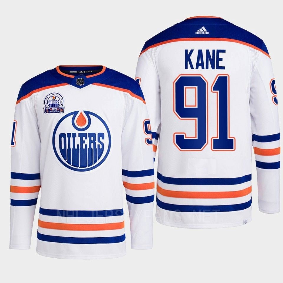 Evander Kane 91 Edmonton Oilers White 2022 Lee Ryan Hall Of Fame Patch Away NHL Jersey Men's
