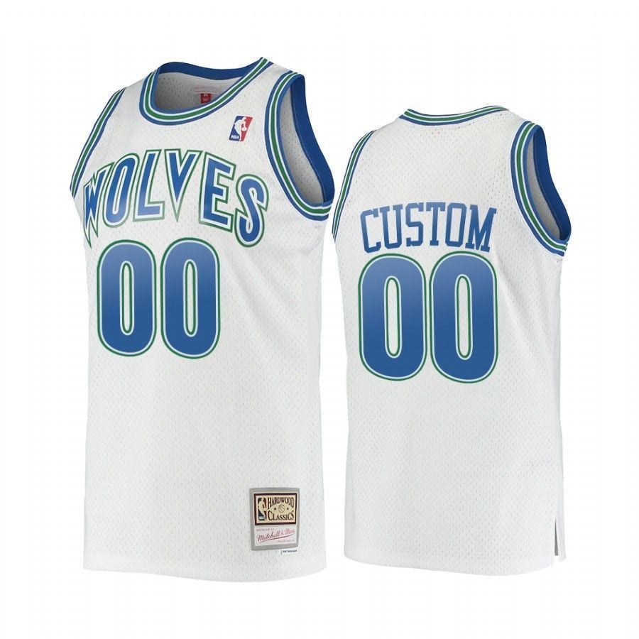 Custom 00 Minnesota Timberwolves Hardwood Classics White NBA Jersey Men's