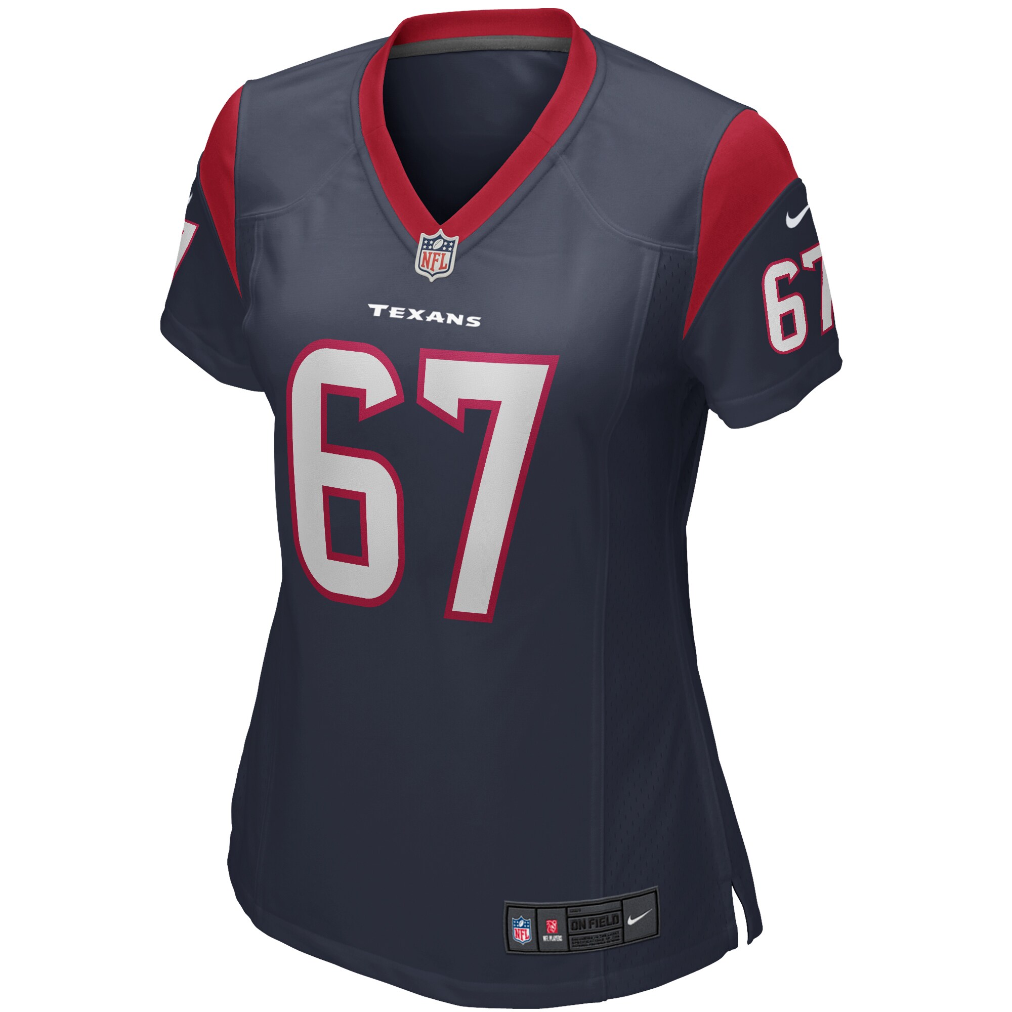 Houston Texans Charlie Heck Navy Game NFL Jersey Women's