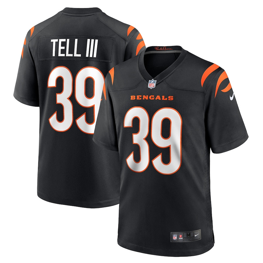 Marvell Tell III 39 Cincinnati Bengals Team Game Black NFL Jersey Men's