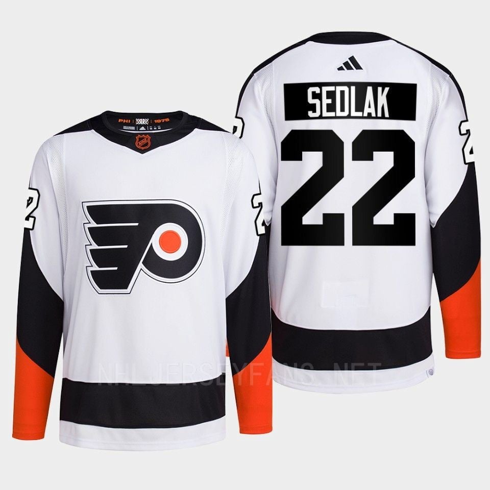 Philadelphia Flyers 2022 Reverse Retro 2.0 Lukas Sedlak 22 White Primegreen NHL Jersey Men's