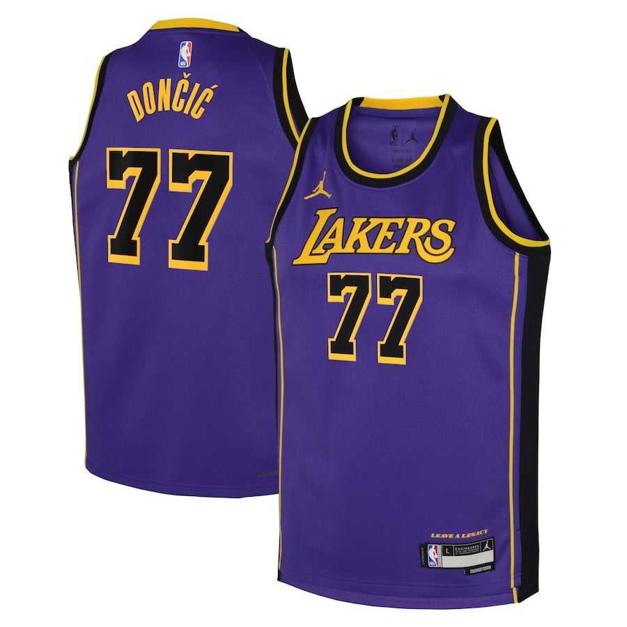 Luka Doncic 77 Los Angeles Lakers 2024/25 Swingman Player Statement Edition Purple NBA Jersey Youth