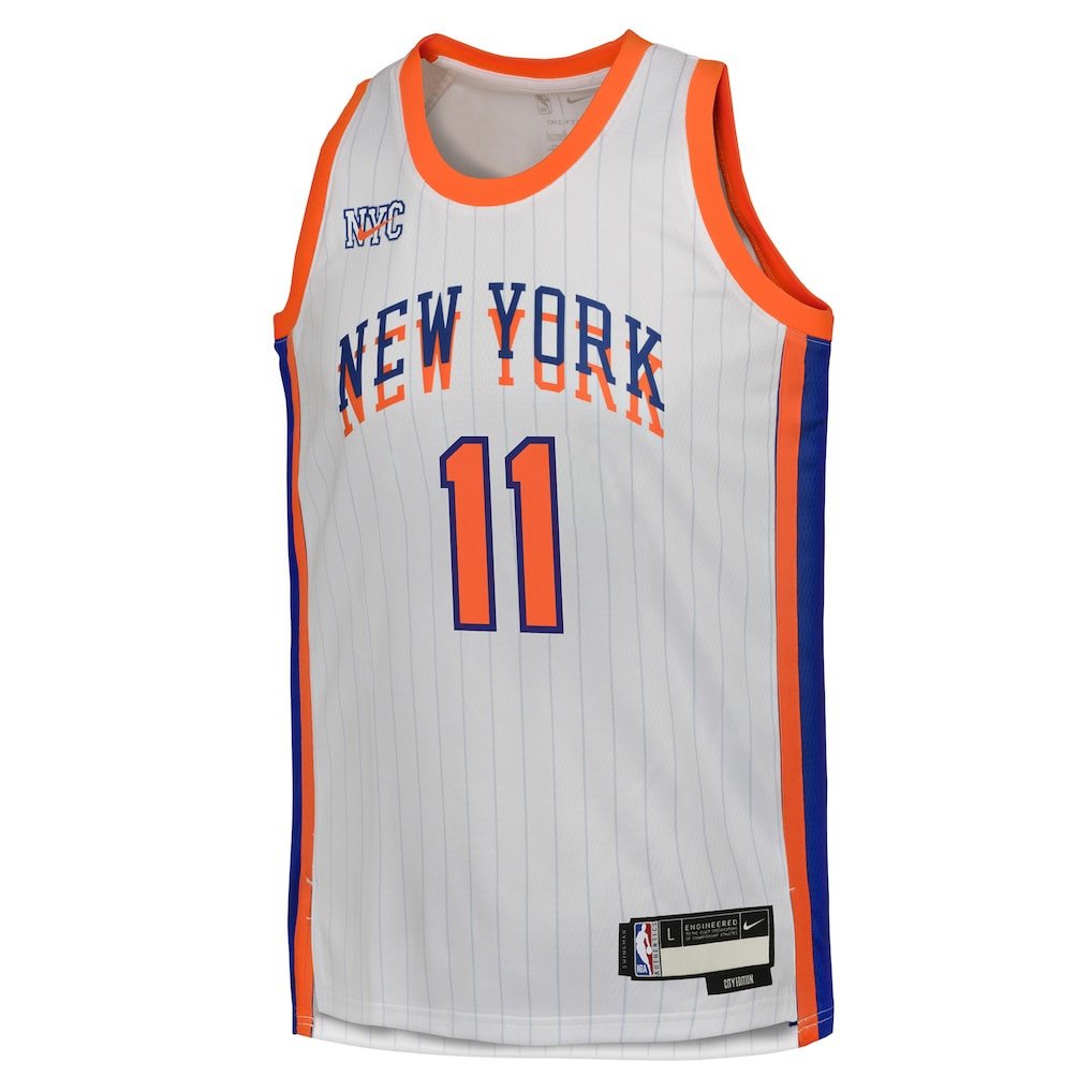 Jalen Brunson 11 New York Knicks 2024/25 Swingman Playe City Editio White NBA Jersey Youth