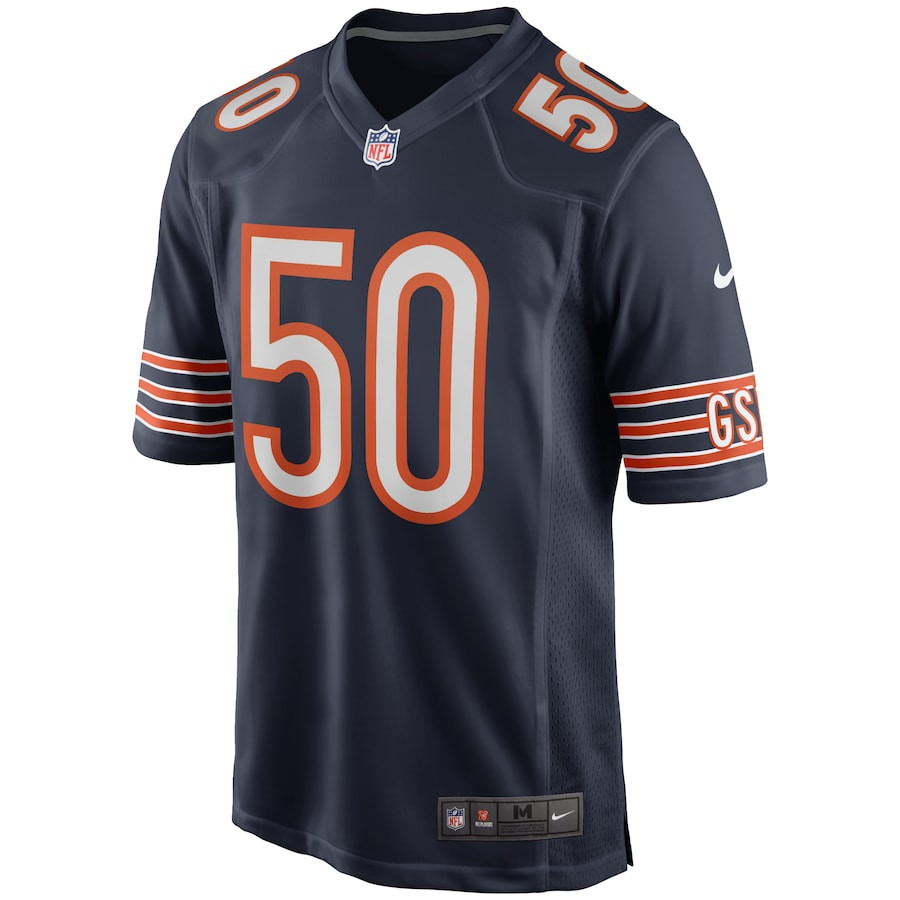 Mike Singletary 50 Chicago Bears Game Retired Navy NFL Jersey Men's