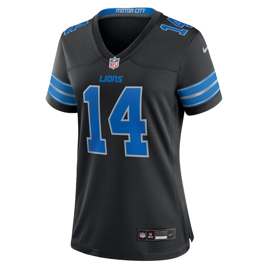Amon-Ra St. Brown 14 Detroit Lions 2nd Alternate Game Black NFL Jersey Women's