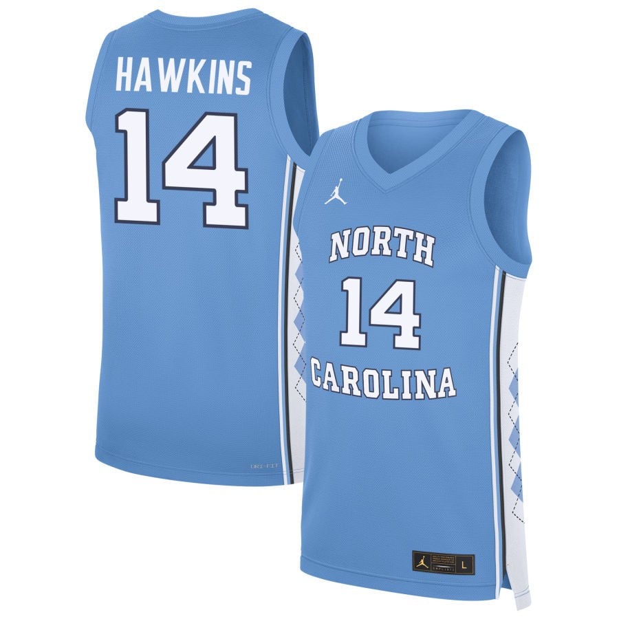 Russell Hawkins 14 North Carolina Tar Heels Carolina Blue NCAA Jersey Men's