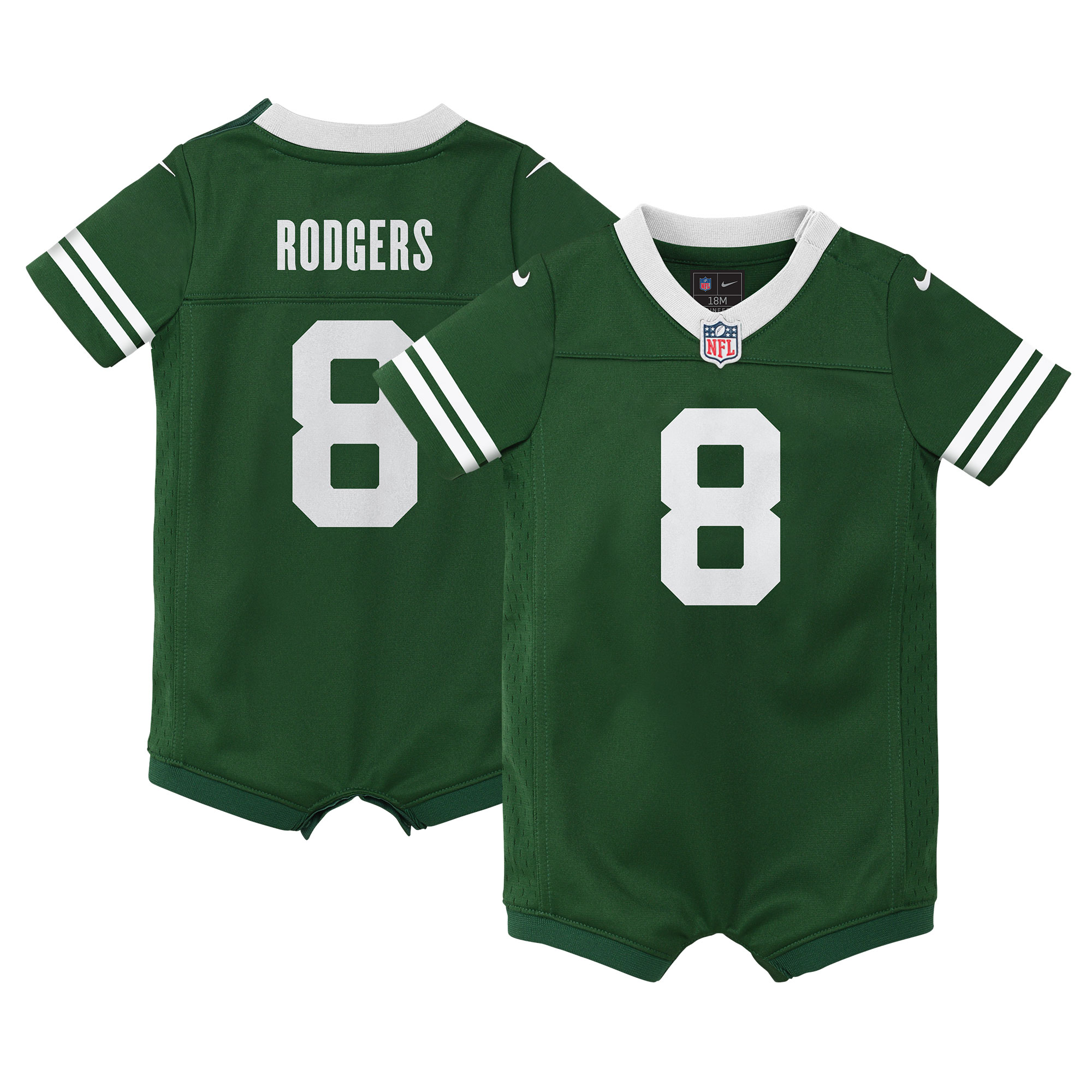 Newborn Infant New York Jets Aaron Rodgers Legacy Green Game Romper NFL Jersey Men's