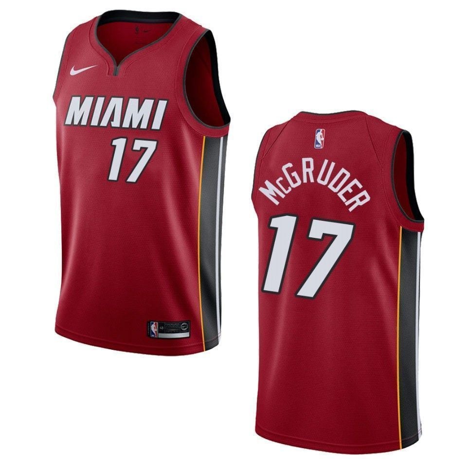 Miami Heat 17 Rodney Mcgruder Statement Swingman Red NBA Jersey Men's