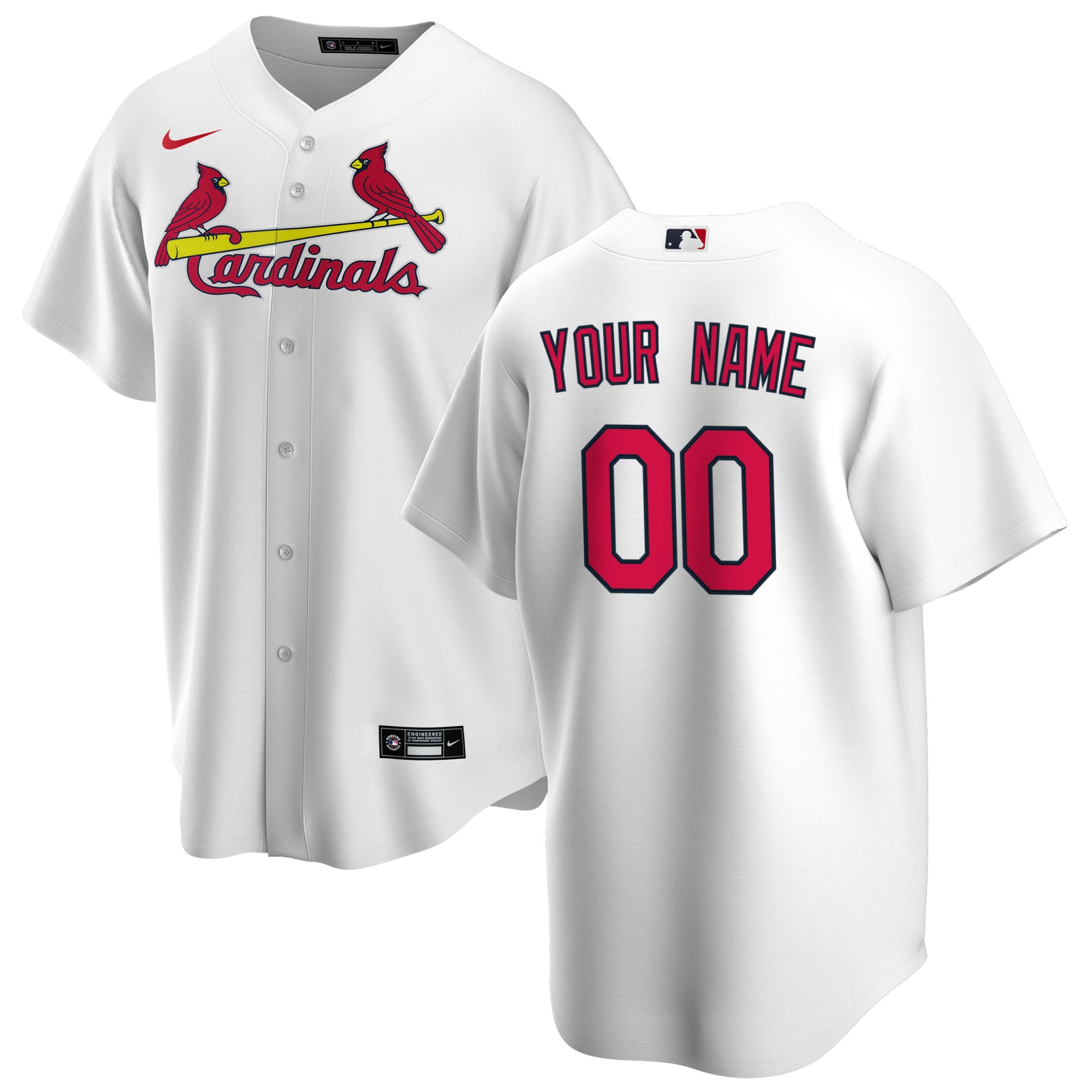 St. Louis Cardinals White Home Custom MLB Jersey Men's
