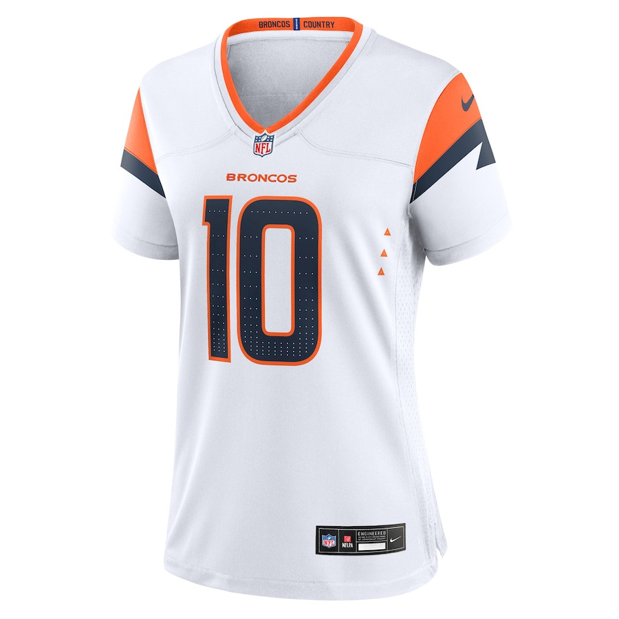 Bo Nix 10 Denver Broncos Game White NFL Jersey Women's