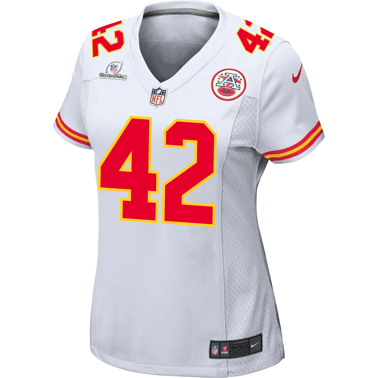Tyree Gillespie 42 Kansas City Chiefs Super Bowl LVIII Patch Game White NFL Jersey Women's