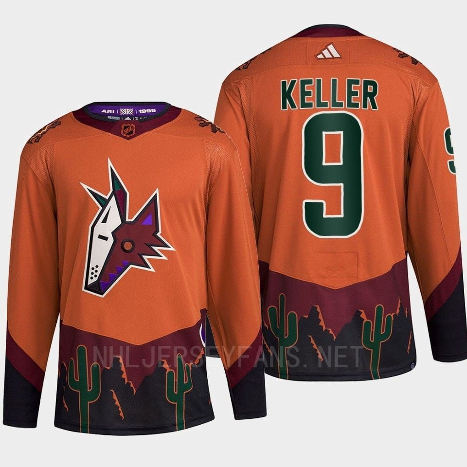 Arizona Coyotes 2022 Reverse Retro 2.0 Clayton Keller 9 Orange Primegreen NHL Jersey Men's
