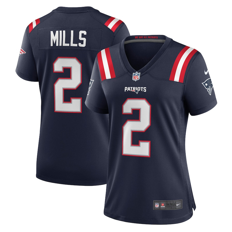 Jalen Mills 2 New England Patriots Game Navy NFL Jersey Women's
