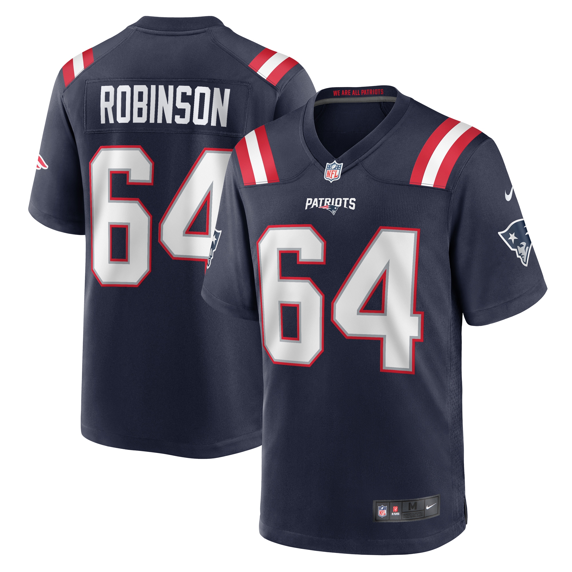 New England Patriots Layden Robinson Navy Game NFL Jersey Men's