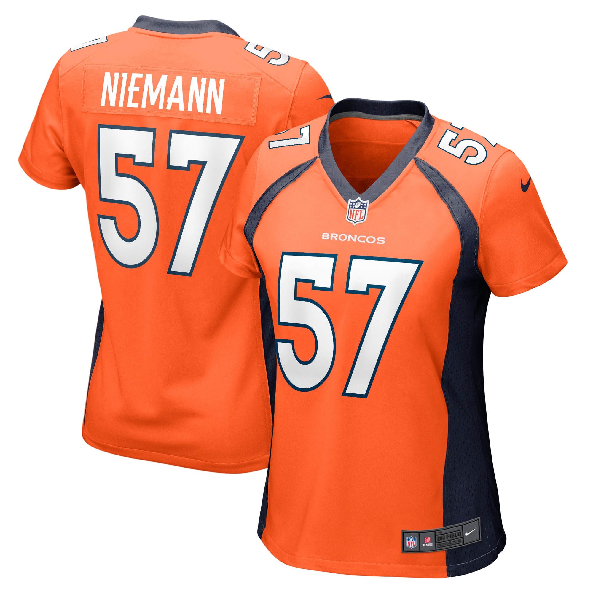 Denver Broncos Ben Niemann Orange Team Game NFL Jersey Women's