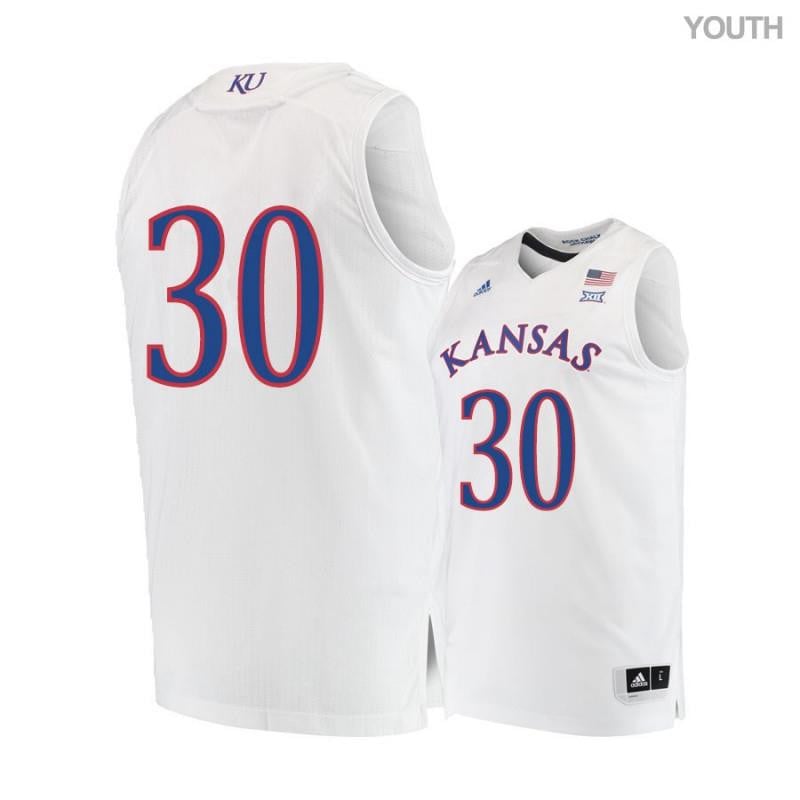 30 Ochai Agbaj White Kansas Jayhawks NCAA Jersey Youth
