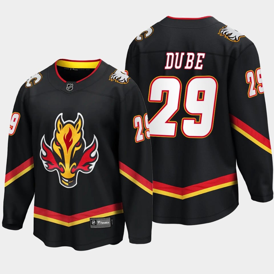 Calgary Flames Dillon Dube 29 Alternate Black Breakaway Player NHL Jersey Men's