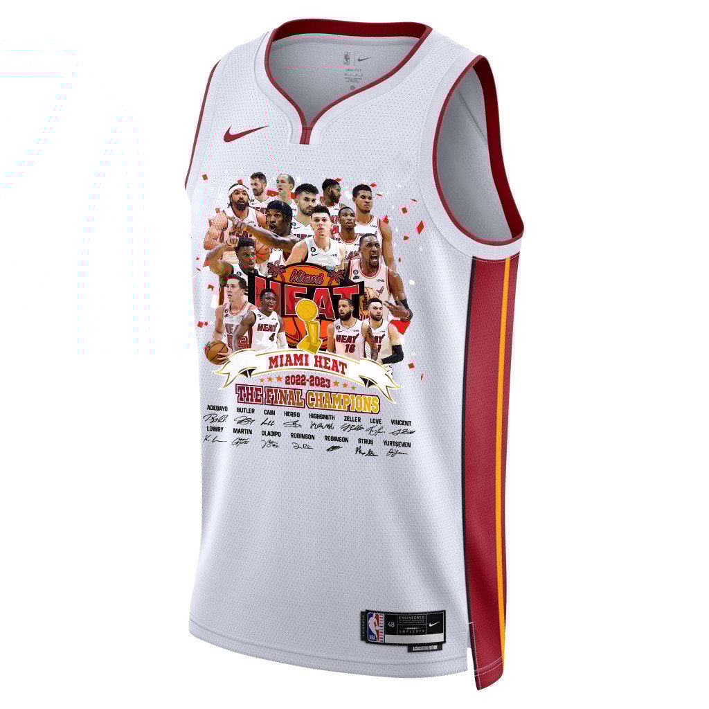 Miami Heat Finals Champions 2023 Swingman Player Signtur White NBA Jersey Men's