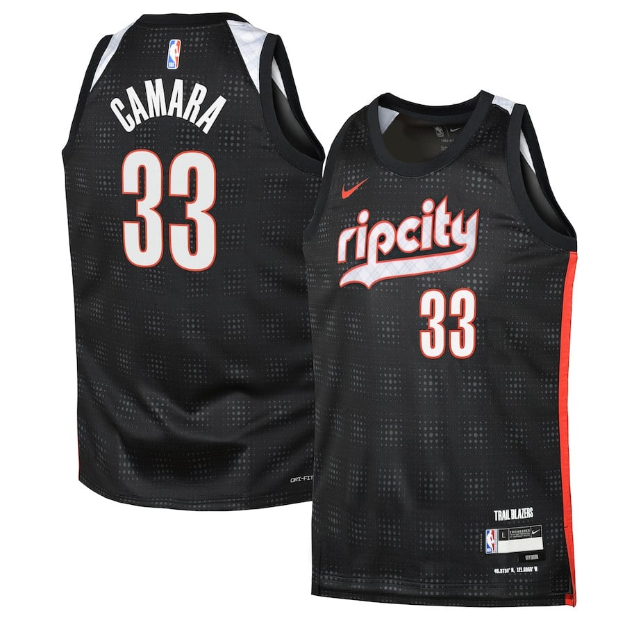 Toumani Camara 33 Portland Trail Blazers 2024/25 Swingman Playe City Edition Black NBA Jersey Youth