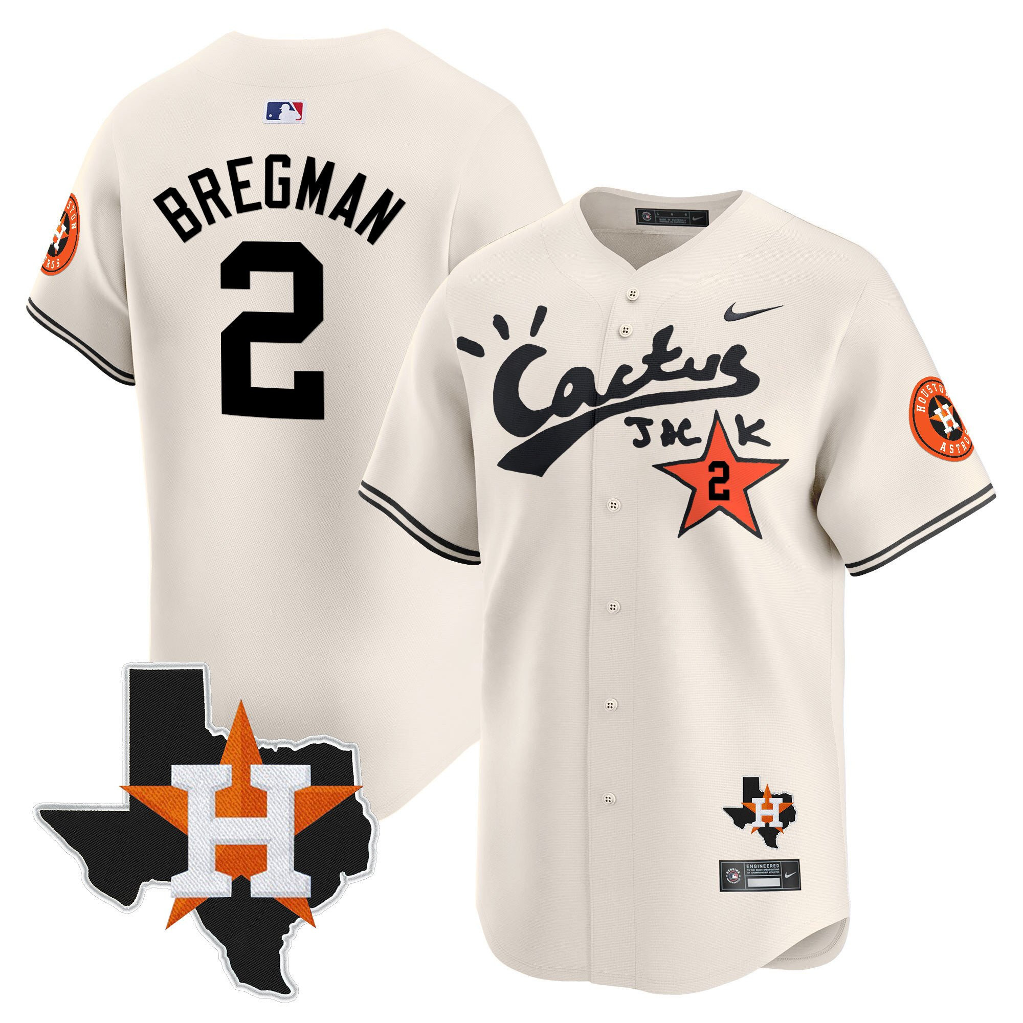 Alex Bregman 2 Houston Astros Cactus Jack Limited Houston Patch Men MLB Jersey Men's