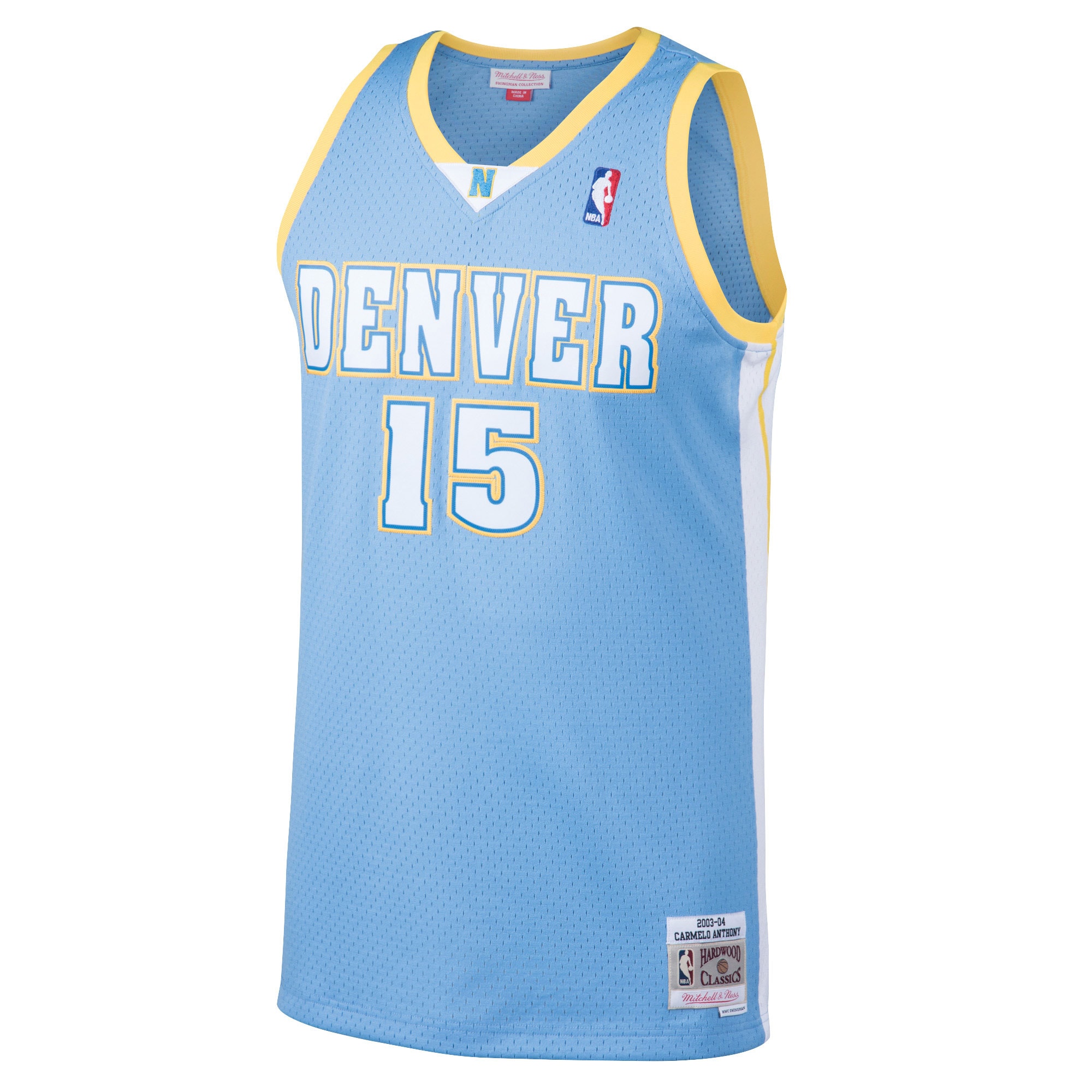 Mitchell Ness Carmelo Anthony Light Blue Denver Nuggets 2003-04 Hardwood Classics Swingman NBA Jersey Men's