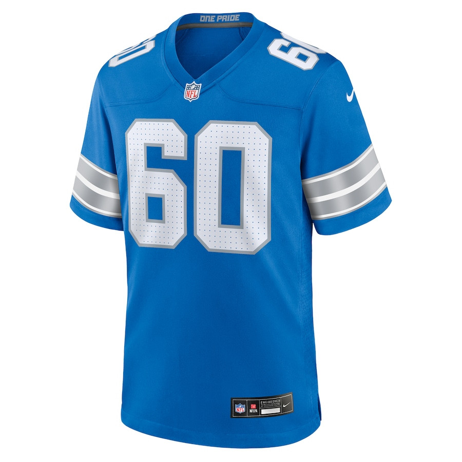 Graham Glasgow 60 Detroit Lions Team Game Blue NFL Jersey Men's