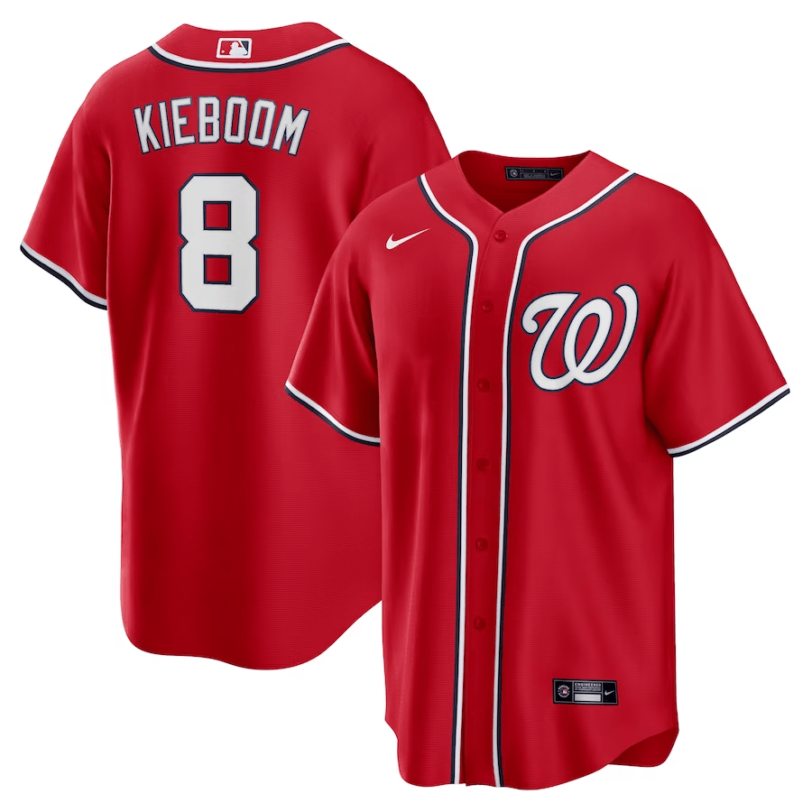 Carter Kieboom 8 Washington Nationals Alternate Red MLB Jersey Men's