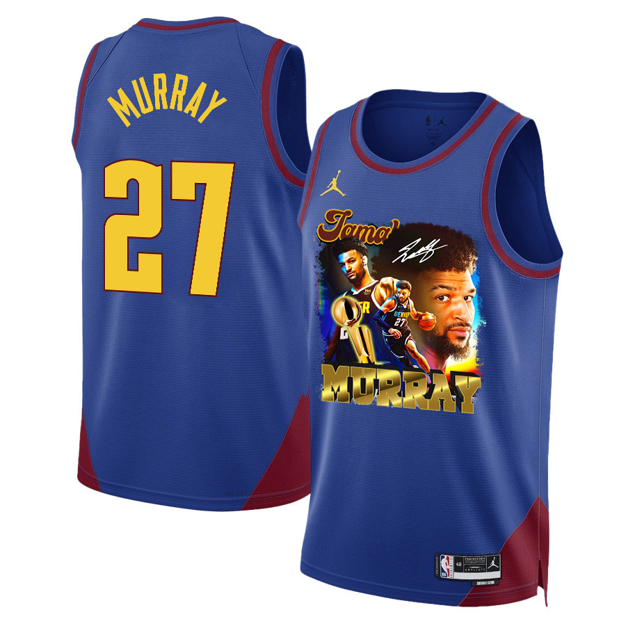 Jamal Murray 27 Denver Nuggets Exciting Guard 2023 Champions Swingman Blue NBA Jersey Men's