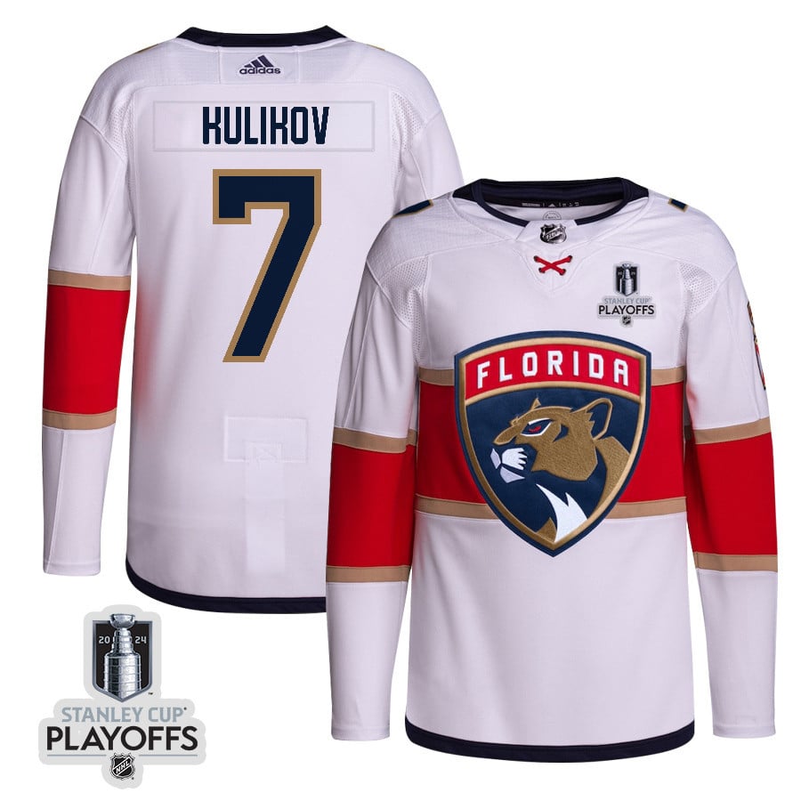 Dmitry Kulikov 7 Florida Panthers 2024 Playoffs Patch Away Custom White NHL Jersey Men's