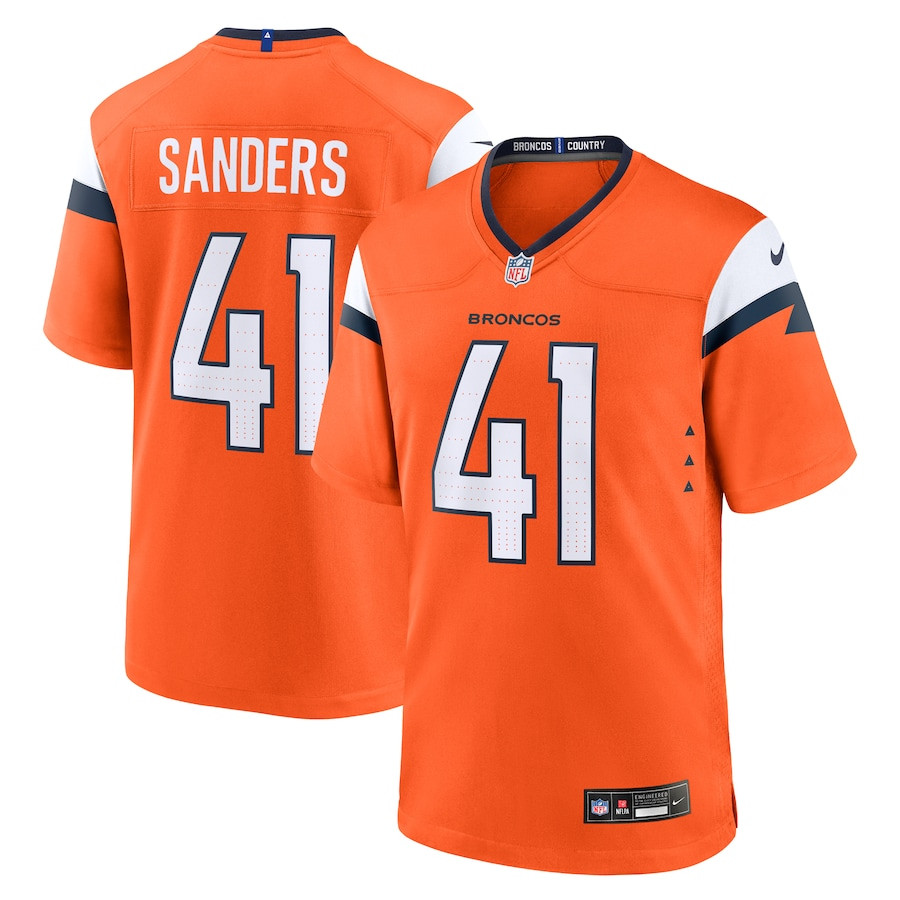 Drew Sanders 41 Denver Broncos Team Game Orange NFL Jersey Men's