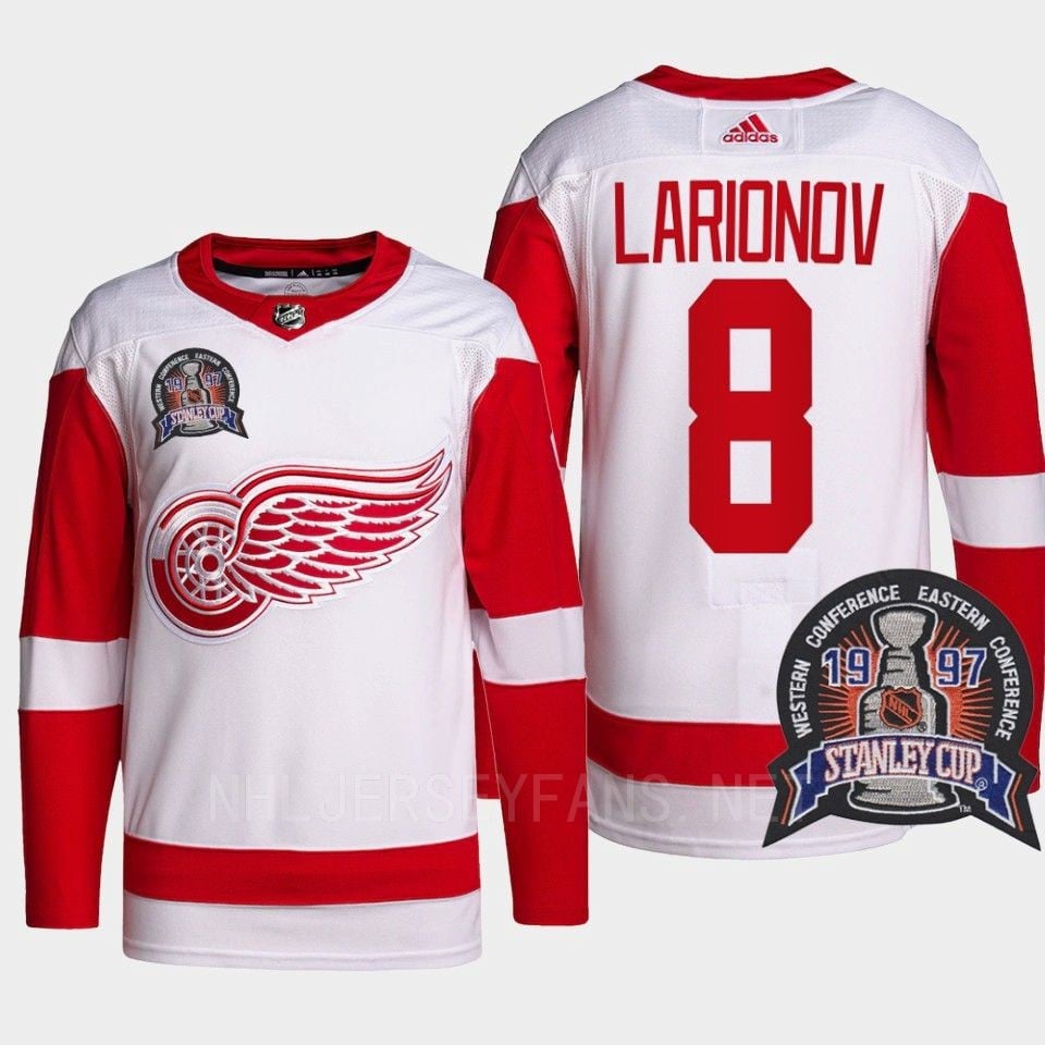 Igor Larionov 8 1997 Stanley Cup Detroit Red Wings Red 25th Anniversary NHL Jersey Men's