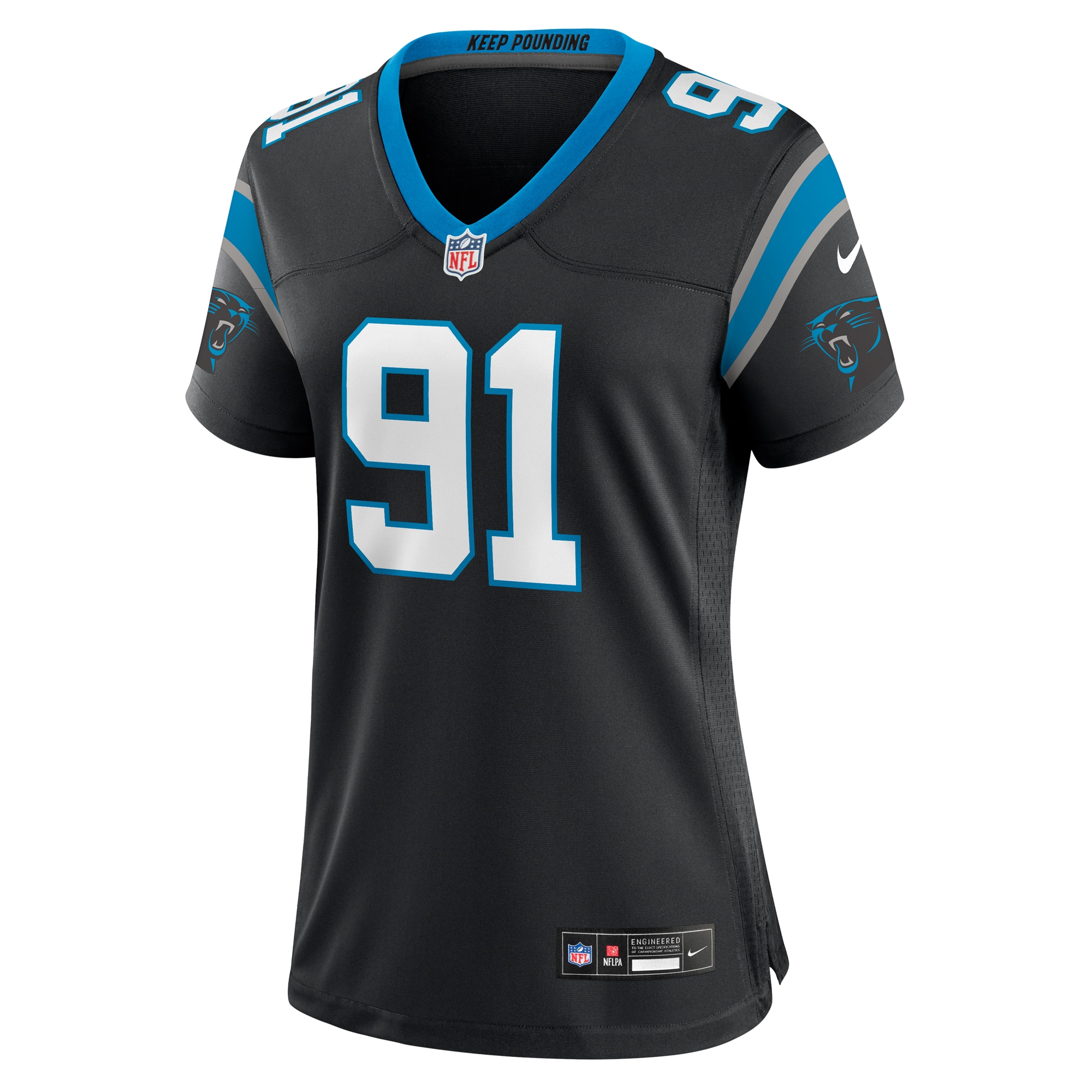 Carolina Panthers Nick Thurman Black Team Game NFL Jersey Women's