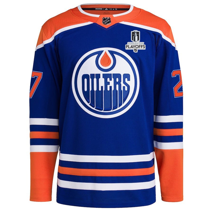 Brett Kulak 27 Edmonton Oilers 2024 Playoffs Patch Home Men NHL Jersey Men's